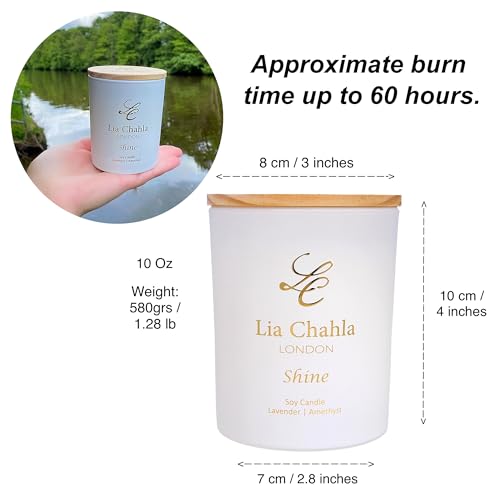 Luxurious Lavender Scented Candles 10 Oz – Aromatherapy Candle with Amethyst Crystals for Relaxation & Stress Relief – 100% Natural Soy Wax for Clean Burn up to 60 Hrs – Ideal Candles Gifts for Women - Image 6