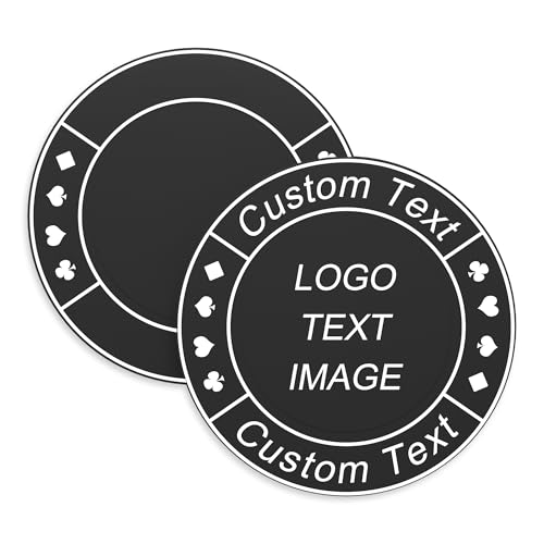SHISANYI 100 Custom Poker Chips Full Color Printing Personalized Image or Text,Put Design on a Plastic Chip,Set for Bar Tokens,Party,Wedding (Black)
