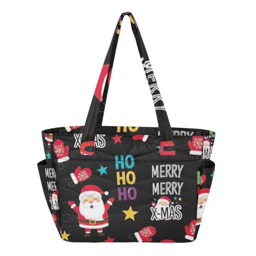 Bolsa de hombro negra de Papá Noel ligera con cremallera práctica para viaje
