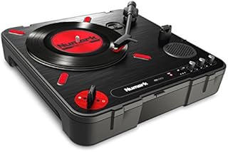 Numark PT01 Scratch - Portable DJ Turntable for Portablists with User Replaceable Scratch Switch, Built In Speaker, Power via Battery or AC Adapter, Three Speed RPM Selection and USB Connectivity