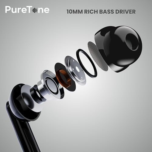 Image of OOGE Tune 6 Neckband Bluetooth Headphones, 60H Playtime, Deep Bass, Type-C Charging, Magnetic Ear Tips, IPX4 Sweat Resistant, Sound Pulse Mic (Black)