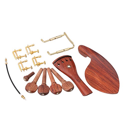 Lyws Set Rosewood Violin Parts 4/4 Fittings Chinrest/Pegs/Tailpiece/Tuners/Endpin/Tail Gut/Clamp #TOP25
