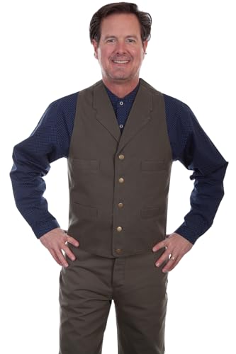 Scully Men's RW041 Cotton Canvas Vest, Khaki - XX-Large