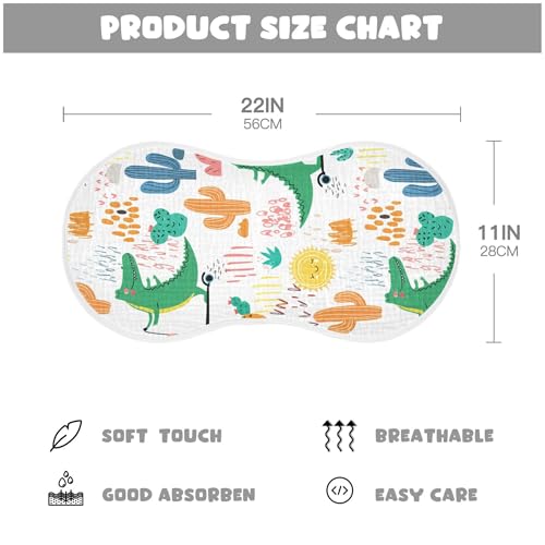 xigua Playful Crocodiles Muslin Baby Burp Cloths Set of 4, Super Soft & Absorbent Burping Rags, Cotton Burp Clothes Shower Gift for Newborn, Baby Girls and Boys4