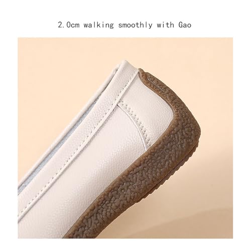 CLSQLXYJZC Womens Casual Non-Slip Slip-On Breathable Leather Walking Wedge Moccasin, Comfortable Soft Bottom Non Tiring Feet Nurse Working Loafers Shoes, for Medical Workers4