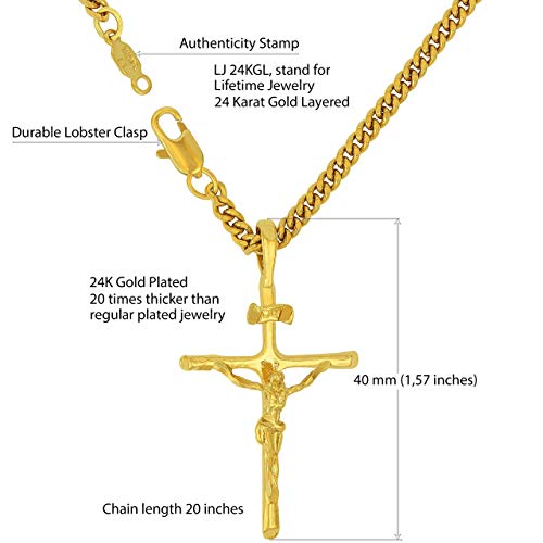 LIFETIME JEWELRY Classic Cross Necklace Chain for Men & Women 24k Real Gold Plated4