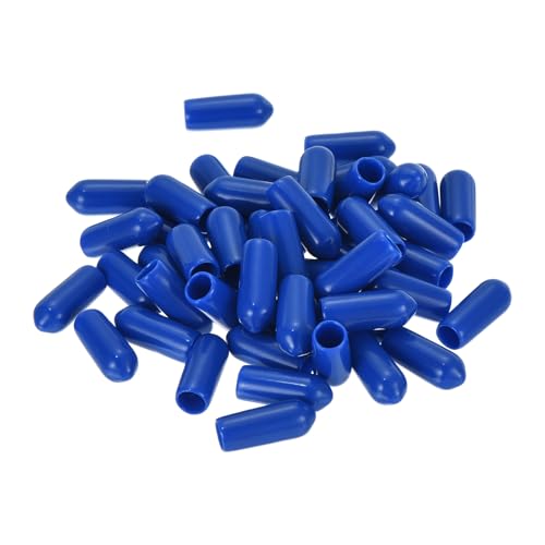 uxcell 50pcs Rubber End Caps 5mm(3/16 inch) ID Vinyl Round Tube Bolt Cap Cover Screw Thread Protectors Blue
