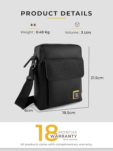Image of EUME Packsy Sling Bag for Men & Women | Vegan Leather Crossbody Travel Bag | Magnetic Easy Access Pockets | Lightweight 3L Daily Use Bag
