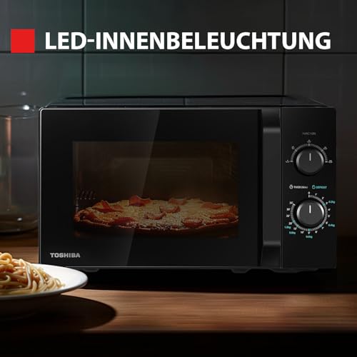 Toshiba MW2-MM20PF(BK) Freistehend Mikrowelle/Solo-Mikrowelle / 20L / 800W / 5 Leistungsstufen mit praktischer Auftaufunktion/LED-Beleuchtung im Innenraum/Schwarz – Bild 6