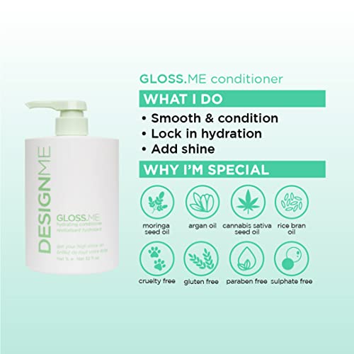 Designme Gloss.me Hydrating Conditioner | Hemp & Argan Oil Conditioner For Damaged Hair | Conditioner For Colored Hair Adds Softness & Shine | Straight Or Curly Hair Conditioner For Dry Hair, 32 Fl Oz #TOP3