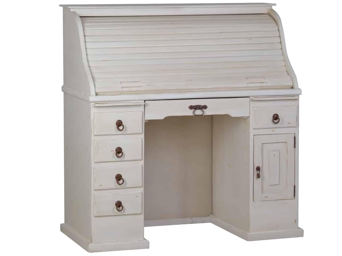 Sekretär Old White 124x125x58 cm Mexico Möbel Landhausstil Massivholz Pinie Weiß
