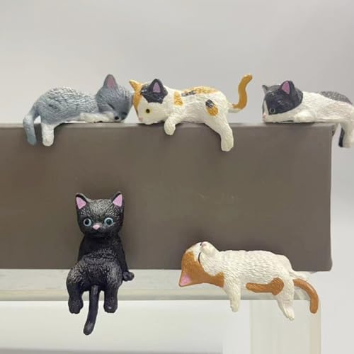 KARLOR Mini Kätzchen Figuren, 5 PCS Miniatur Katzen Figuren Deko Krabbelnd liegend sitzend Kätzchen Statue Kätzen Ornamente Tischdeko Auto Computer Aquarium Dekoration Tierornament