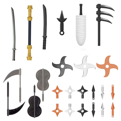 KoDeer Custom Minifigure Weapon Set, 25 Pcs Custom Weapon Set for Ninja Minifigures