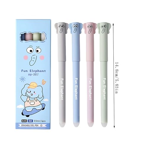 4 bolígrafos gel borrables retráctiles 0.5mm tinta negra miniatura 2