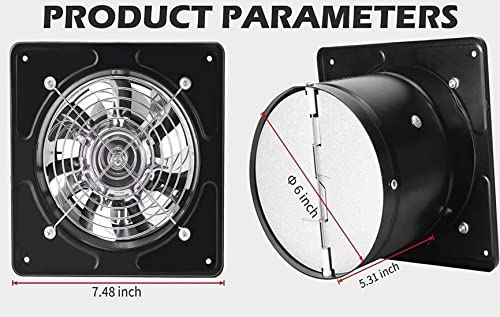 Ventilador de extracción Nalle de 6 pulgadas, 40 W, para instalación en pared, ventilador de extracción para cocina, baño, lavandería, inodoros, garaje, centro comercial y oficina (negro) miniatura 5