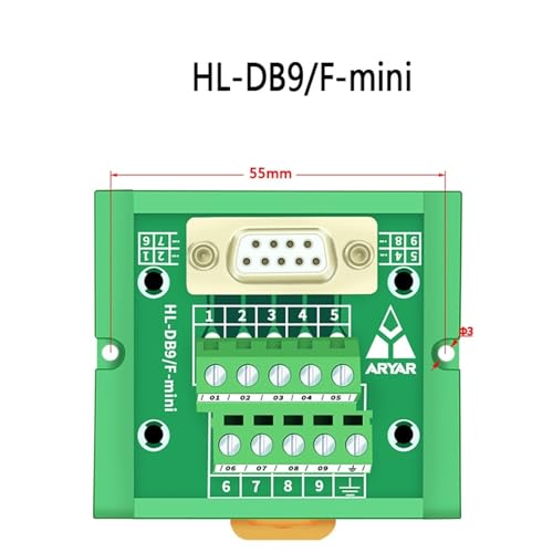 Módulo de interfaz DB9 para carril DIN con placa de adaptación hembra D-Sub 3