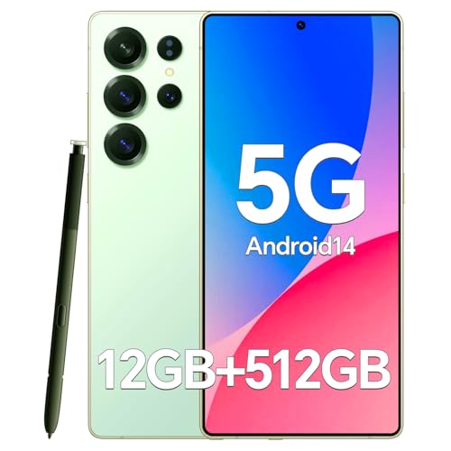 Unlocked Cell Phones C25 Ultra,12+512GB, 5G Dual SIM Android 14 Phone,5000mAh Long Battery Life, 108MP+48MP Camera Smart Phone, 6.9“ HD+120Hz Display, Build in Pen, Dual SIM/Face ID/GPS(Green)
