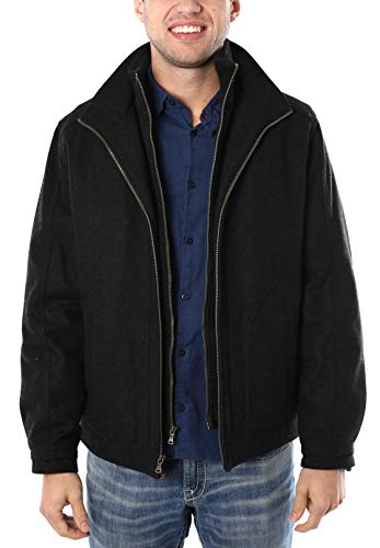 London Fog Mens Winter Coat, Martin Hipster Wool Coat with Inset BIB, Fashion Forward Coat for Men, 2 in 1 Winter Jacket