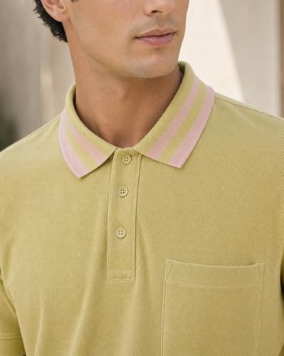 Image of Nobero Striped Collar Regular Fit Polo T Shirt for Men | Polo t-Shirts for Men | Regular Fit | Striped Collar | Premium Fabric | Casual & Smart Casual
