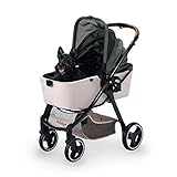 ibiyaya Retro Luxe Pet Stroller for Large Dog, Medium Dogs, Small Dogs, Cats, Multiple Pets - Zipperless Design, Heavy Duty, One-Step Folding Dog Stroller with Adjustable Handle (Soft Sage)