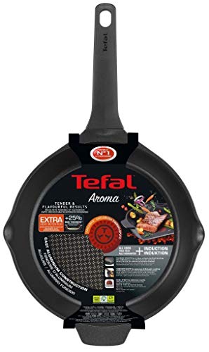 Foto von Tefal Aroma E21540 Grillpfanne 26 cm |Titanium-Antihaftversiegelung | Thermo-Spot Technologie | Ausgießhilfen | Gegengriff | Induktionsgeeignet | Umweltfreundlich | Schwarz
