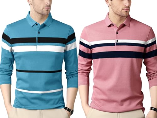 Image of Noble Monk Men's Polycotton Regular Fit Full Sleeves Polo T-Shirt