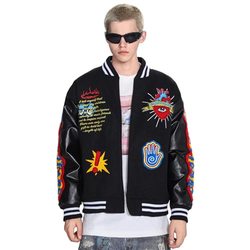 Chainsaw Man Men's Vintage Varsity Jacket Color Block Letter Graphic Baseball Jacket Unisex Coats Streetwear3