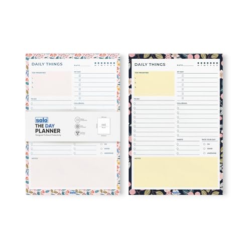 Image of SOLO 80 GSM A5 Daily Planner with 50 Undated Tear-Off Sheets, Organiser to Track Productivity, To-Do List & Schedule Your Day, Goals & Budget Tracker, Ideal for Office, Home & School (Pack of 2)