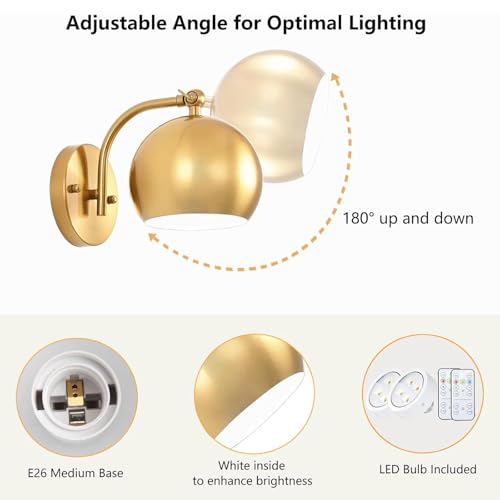 Lámpara de pared LED interior regulable 3 temperaturas iluminación con mando oro 3