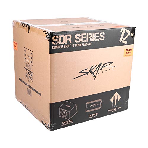Image of Skar Audio Single 12 inch Complete 1,200 Watt SDR Series Subwoofer Bass Package - Includes Loaded Enclosure with Amplifier