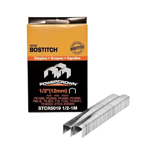 BOSTITCH Crown Staples, Heavy-Duty, 1/2-Inch x 7/16-Inch, 1000-Pack (STCR50191/2-1M)