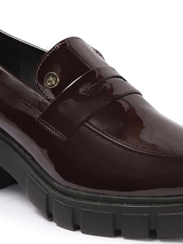 Image of Carlton London Chunky Heel Loafers for Women - Classic Style with Modern Comfort - Perfect for Work & Everyday