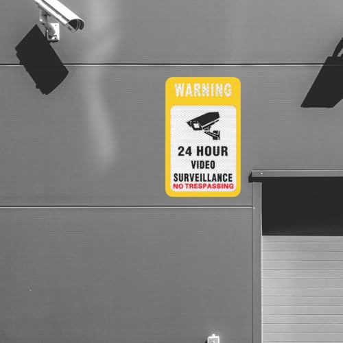 Image of CVANU Reflective CCVT Surveillance (Set of 5) Self-Adhesive Bold Security Notice Vinyl Sign Sticker Decals for Shops| Offices| Parking Areas (11.7X8.3inch) Yellow