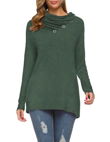 Image of WEACZZY Women's Long Sleeve Shirts Button Cowl Neck Casual Loose Tunic Tops Blouse Dressy Fashion 2026