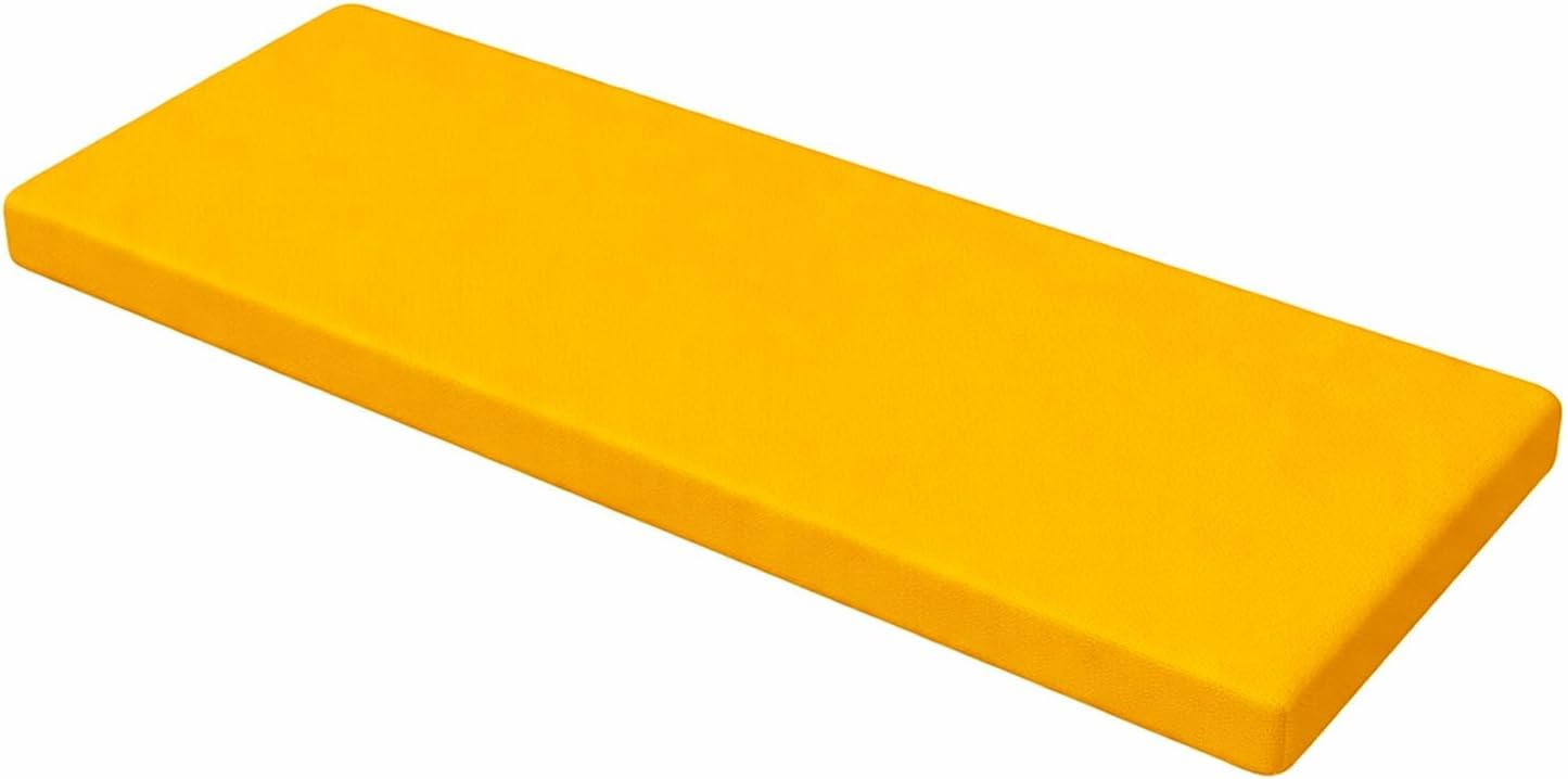 Pinkfairy Outdoor Water-Resistant 2 Seater New Size Seat Cushions, Bench Rattan Cushion Heavy Duty Foam Seat Pad (Yellow, 106x45x5cm / 42x18x2)