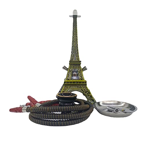 Arabische Wasserpfeife, Modernes Wasserpfeifen Shisha Set - Eiffelturm Wasserpfeife mit 2 Schlauchrohren, Kohlenzange…
