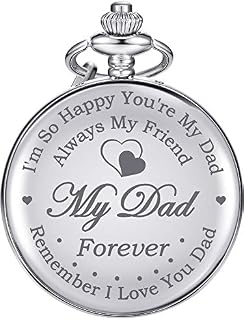 Pocket Watch Engraved Gifts with Gift Box, Christmas Birthday Fathers Day Gift