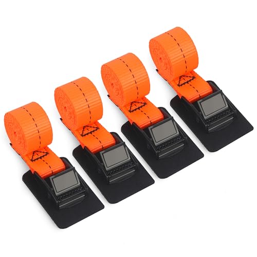 Zalava 1m*25mm Sangle à Cliquet à Charge Max. 250kg, 4Pcs Sangle d’arrimage avec Boucle de Serrage, Strap de Fixation Anti-Rayure pour Moto/Voiture/Porte Vélo/Camion/Bagage/Déménagement, Orange