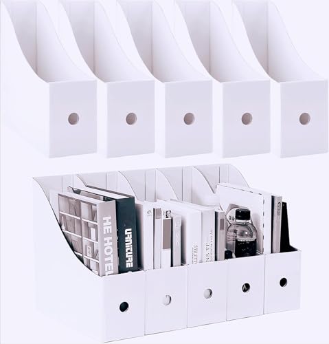 Sinxioer Stehsammler a4 breit, Stehsammler pappe stabil Flaches Bodendesign,stehordner pappe,Rechteck,10 sammelordner A4 mit Etiketten-Ausgezeichneter schreibtisch organizer! (white)
