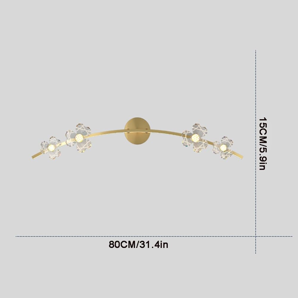 Lampada da toeletta in oro, Lampada da parete a fiori in acrilico a LED in ottone nordico, Lampada da armadio a specchio for bagno Dimmerabile Lampada da parete tutta in rame creativa, Applique da par