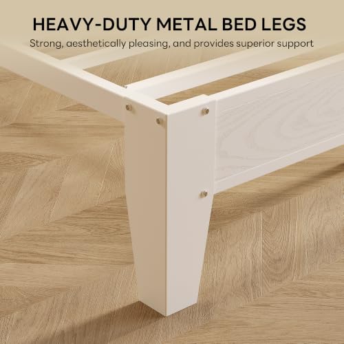 Image of LIKIMIO King Bed Frames, PU Leather Storage Headboard with Charging Station, Solid and Stable, Noise Free, No Box Spring Needed, Easy Assembly, White