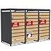 Floordirekt Mülltonnenbox 3er für 3 Mülltonnen für 60-240 L - Anthrazit mit Holzdekor - inkl. Erweiterungsmöglichkeit - Mülltonnenhäusschen, Mülleimerboxen, Müllhaus, Johann