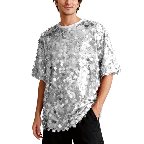 Chemise à paillettes pour homme et haut à manches longues de carnaval