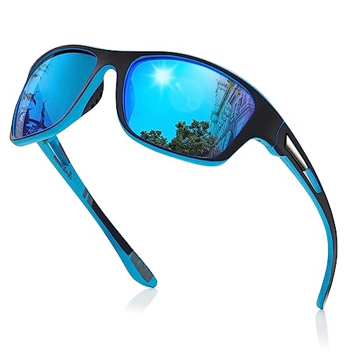 suoso Polarized Sports Sunglasses for Men: UV400 Protection Glasses Womens Wrap Around Goggles for Driving Fishing