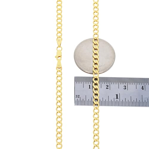 Nuragold NG14YCBH080-7 14K Yellow Gold 3.5Mm Cuban Curb Link Chain Bracelet thumb #8
