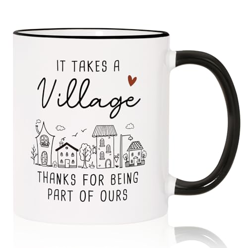 Aurahouse Teacher Valentine Gift, Thank You Gifts for Women Men, It Takes a Village Mug, Teacher Appreciation Gifts for Women Men Daycare Teachers...