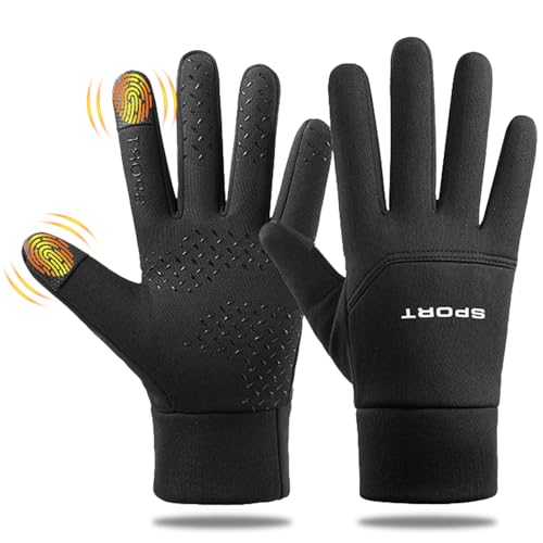 Sprießen Guantes Invierno, Impermeable Guantes, Guantes De Pantalla Táctil, Cálidos, Térmicos, Antideslizantes, Pantalla Táctil, para Correr,Conducir,Andar En Bicicleta,Escalar Rocas,Al Aire Libre