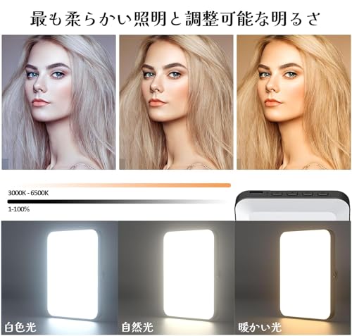 XINBAOHONG スマホライト クリップ式 自撮りライト 撮影照明用ライト 80灯 色温度3000K-6500K 調光可能 3ライトモード LEDビデオライト 撮影用 女優ライト 180°調整可能 高輝度照明 クリップ式 小型 撮影 ライト カメラライト照明ライト多機能 適用 写真撮影/生放送/ビデオ会議/美容化粧/Zoom/YouTube/TikTok