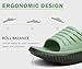 KuaiLu Womens Recovery Sandals Comfortable Plantar Fasciitis Arch Support Ladies Orthopedic Open Toe Slip On Running Sport Walking Slides Thick Athletic Cushion Slippers Summer Sliders Green Size 8