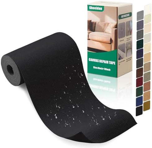 Gheeidau Canvas Repair Tape 4×70 Inch Waterproof Self-Adhesive Fabric Repair Patch for Repairing Boat Covers,Tents,Patio Umbrellas,Car Seats,Luggage,Sofas.(Black)